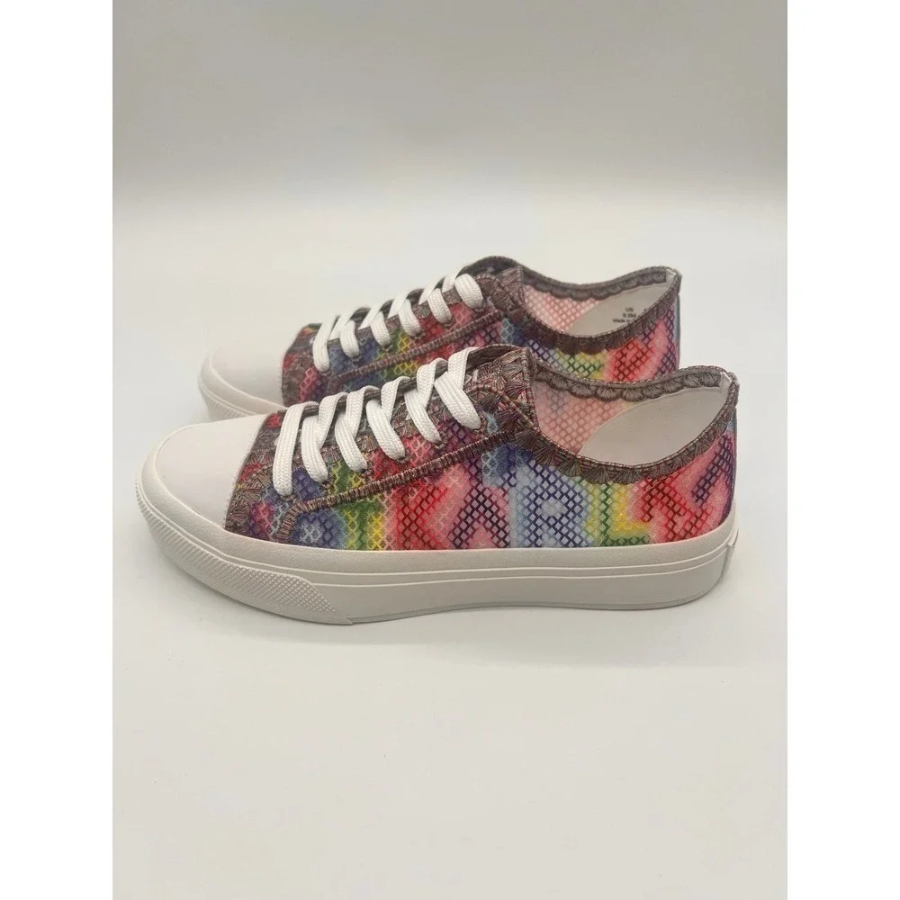 NEW Karl Lagerfeld Paris Gideon Multicolored Mesh Lace Up Sneakers W9.5